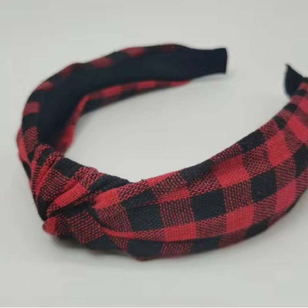 Buffalo Plaid  Top Knot Headband